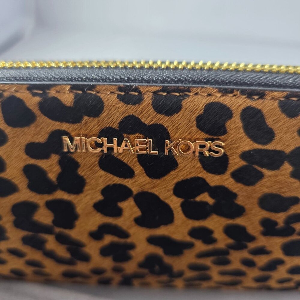 Michael Kors Jet Set Travel LG TRVL Continental Leather Wallet Leopard Print - Picture 7 of 10